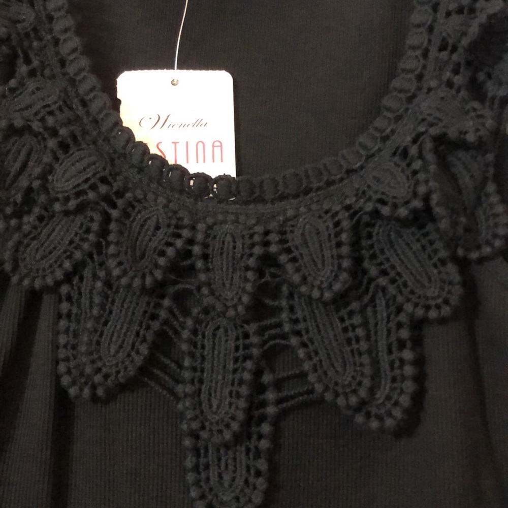 Cotton tank top with embellished neck, line, new with tags. Size medium